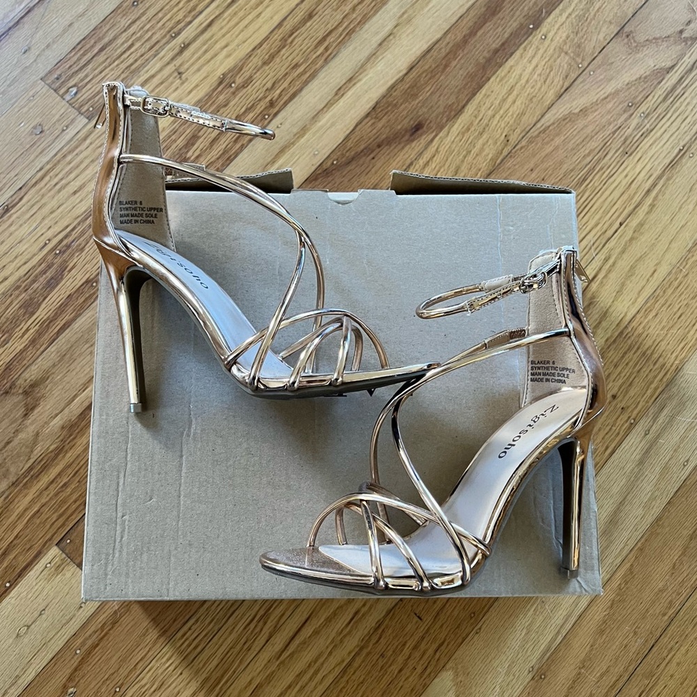 Rose Gold Strappy High-Heel Sandal